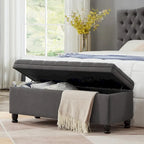 Banc ottoman de rangement en velours touffeté avec pieds en métal