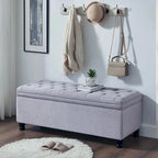 Banc ottoman de rangement en velours touffeté avec pieds en métal