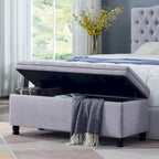 Banc ottoman de rangement en velours touffeté avec pieds en métal
