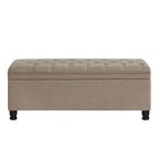 Banc ottoman de rangement en velours touffeté avec pieds en métal