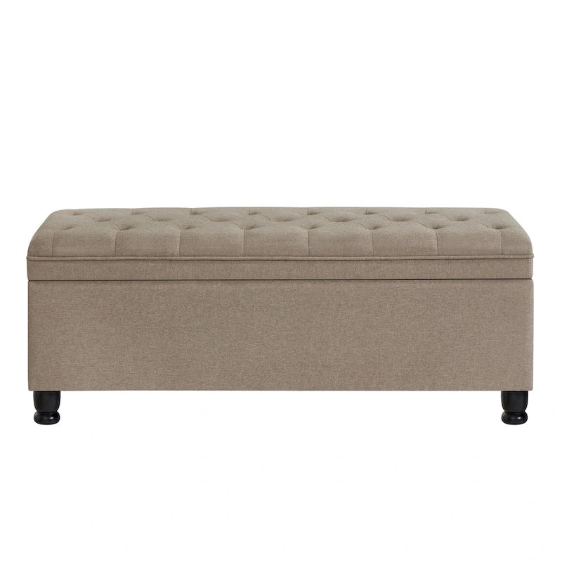 Banc ottoman de rangement en velours touffeté avec pieds en métal