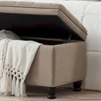 Banc ottoman de rangement en velours touffeté avec pieds en métal