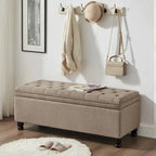 Banc ottoman de rangement en velours touffeté avec pieds en métal