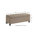 Banc ottoman de rangement en velours touffeté avec pieds en métal