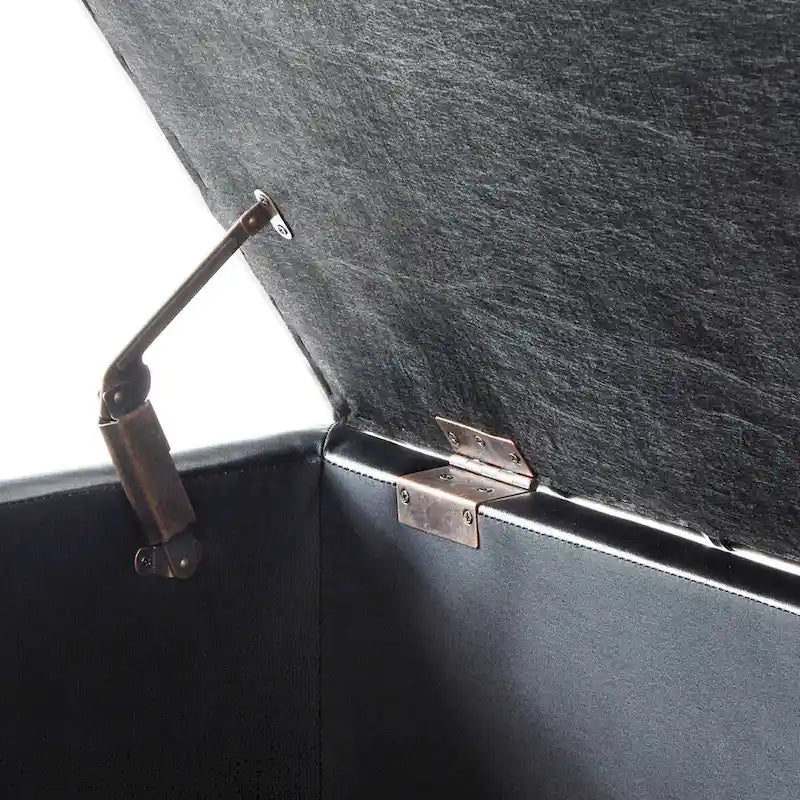 Banc ottoman de rangement en velours touffeté avec pieds en métal