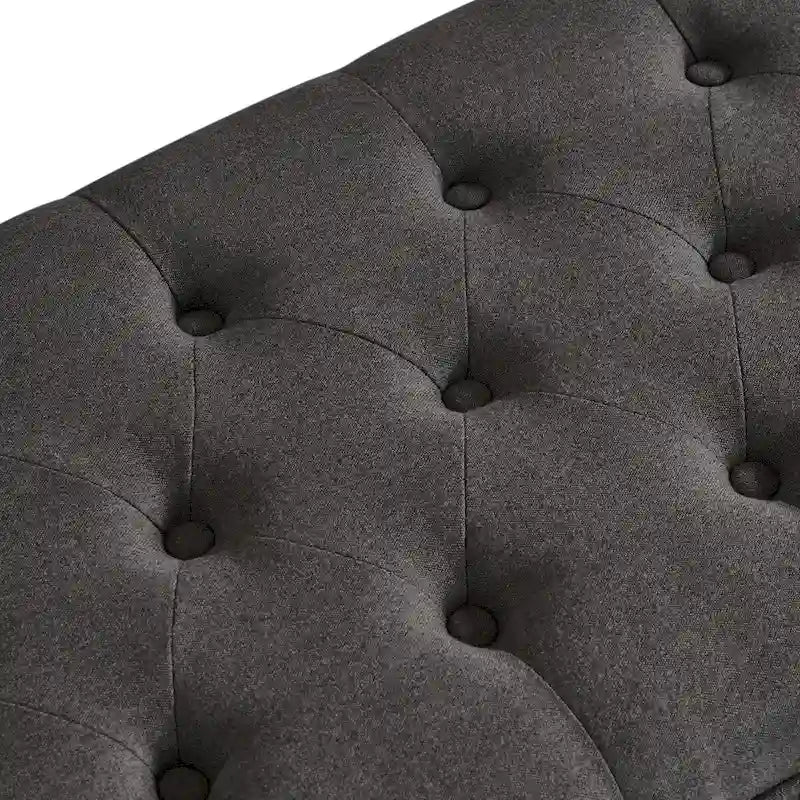 Banc ottoman de rangement en velours touffeté avec pieds en métal