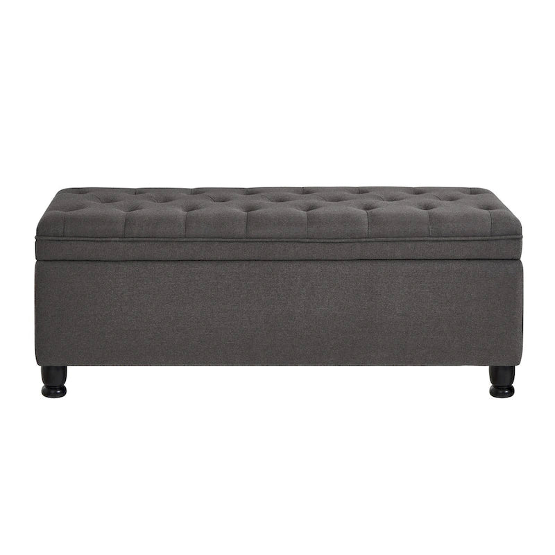 Banc ottoman de rangement en velours touffeté avec pieds en métal