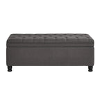 Banc ottoman de rangement en velours touffeté avec pieds en métal