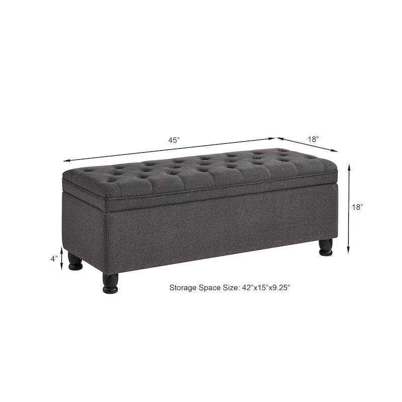 Banc ottoman de rangement en velours touffeté avec pieds en métal