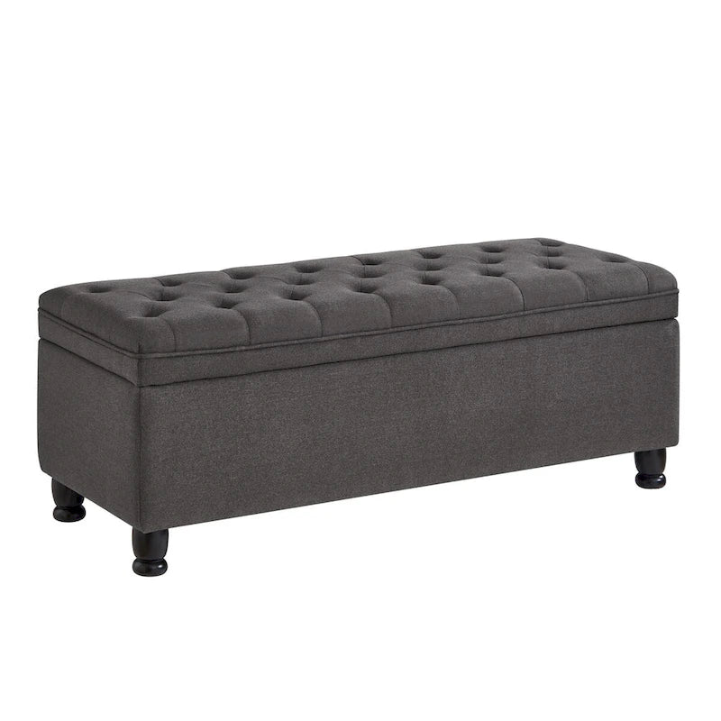 Banc ottoman de rangement en velours touffeté avec pieds en métal