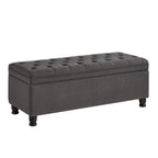 Banc ottoman de rangement en velours touffeté avec pieds en métal