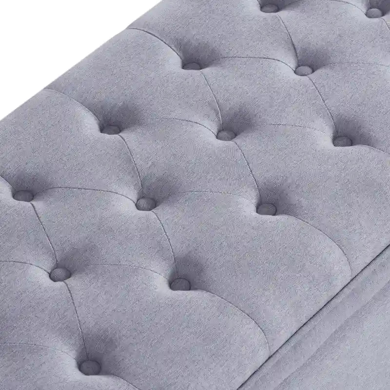 Banc ottoman de rangement en velours touffeté avec pieds en métal