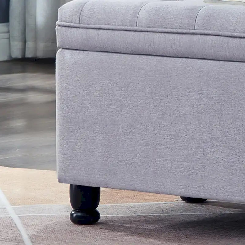 Banc ottoman de rangement en velours touffeté avec pieds en métal