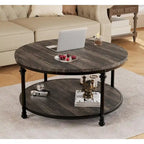 Table basse ronde à 2 niveaux, 77 cm