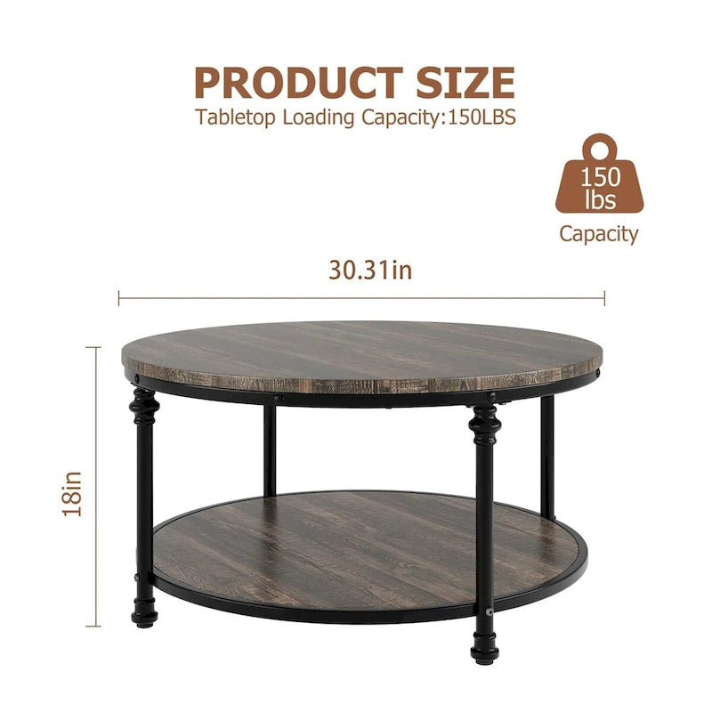 Table basse ronde à 2 niveaux, 77 cm
