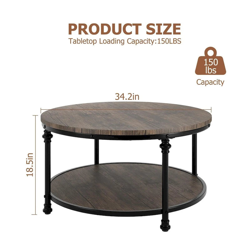 Table basse ronde à 2 niveaux, 77 cm