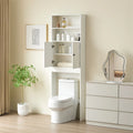 Meuble de rangement pour toilettes avec portes coulissantes et étagères ouvertes