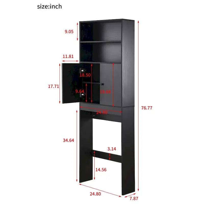 Meuble de rangement pour toilettes avec portes coulissantes et étagères ouvertes
