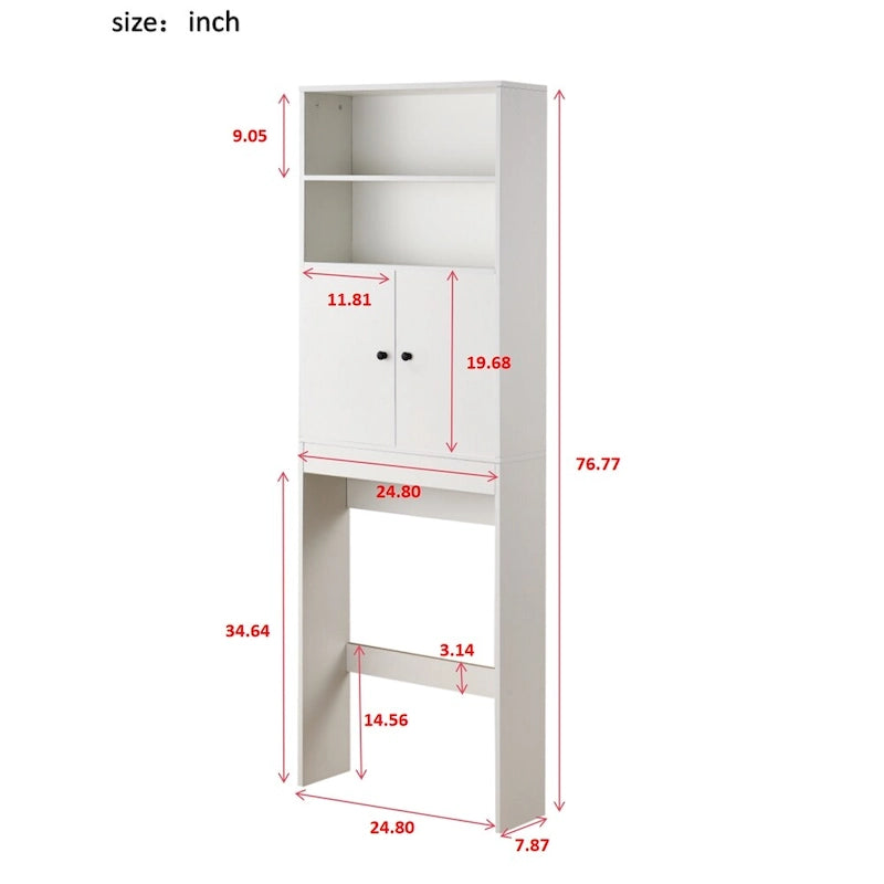 Meuble de rangement pour toilettes avec portes coulissantes et étagères ouvertes