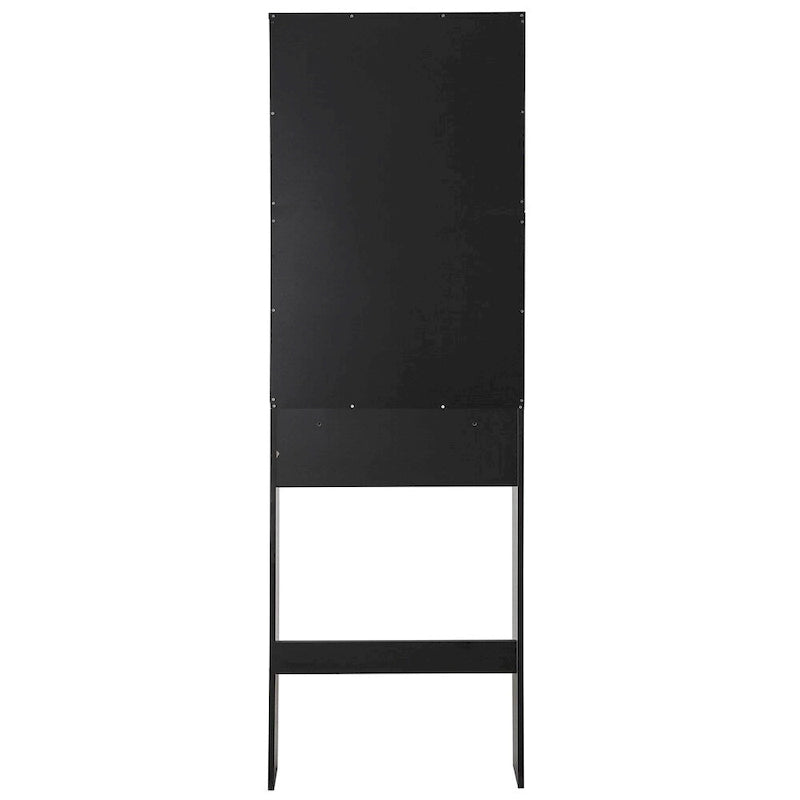 Meuble de rangement pour toilettes avec portes coulissantes et étagères ouvertes