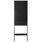 Meuble de rangement pour toilettes avec portes coulissantes et étagères ouvertes