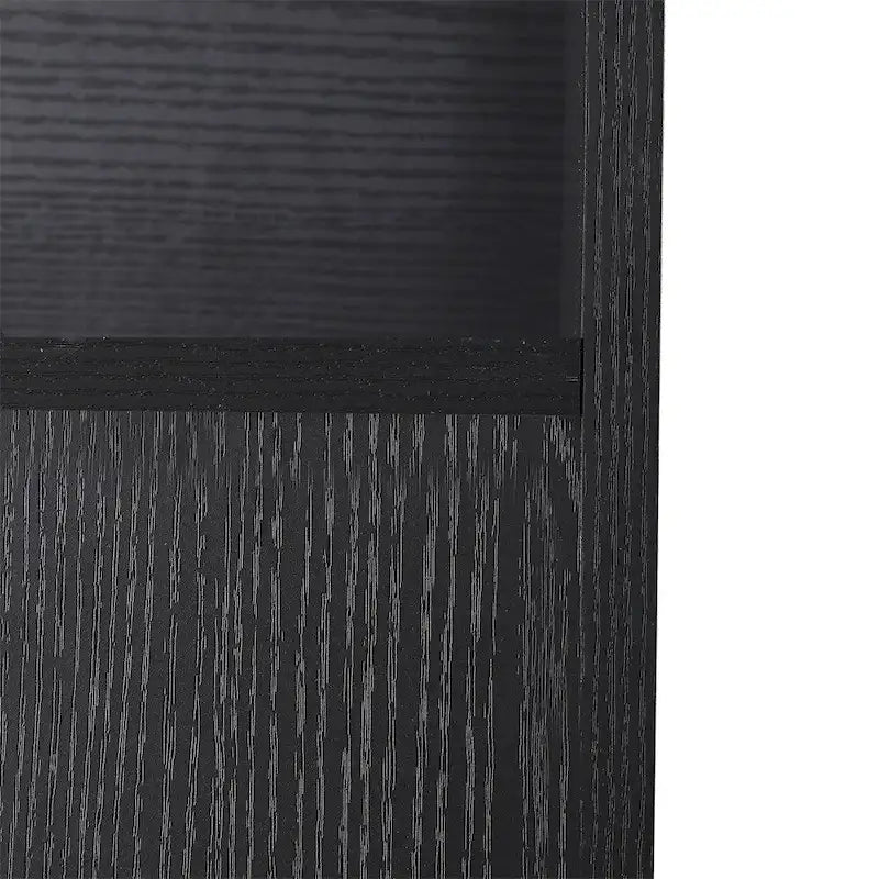 Meuble de rangement pour toilettes avec portes coulissantes et étagères ouvertes