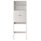 Meuble de rangement pour toilettes avec portes coulissantes et étagères ouvertes