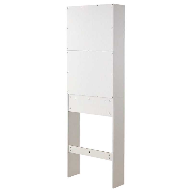 Meuble de rangement pour toilettes avec portes coulissantes et étagères ouvertes