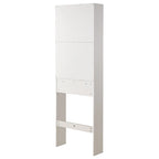 Meuble de rangement pour toilettes avec portes coulissantes et étagères ouvertes
