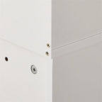 Meuble de rangement pour toilettes avec portes coulissantes et étagères ouvertes