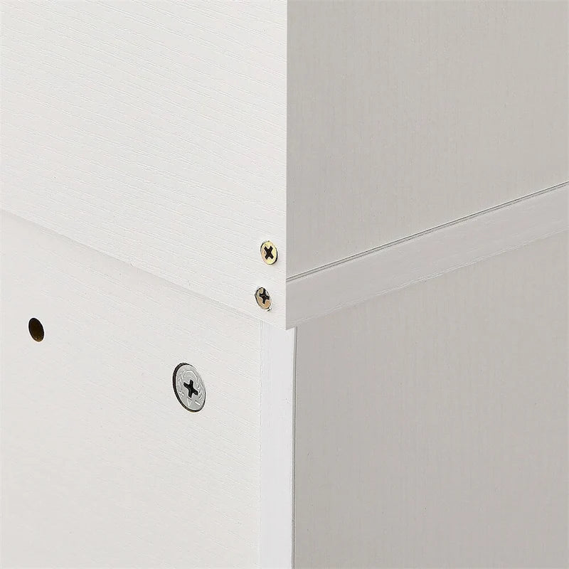 Meuble de rangement pour toilettes avec portes coulissantes et étagères ouvertes