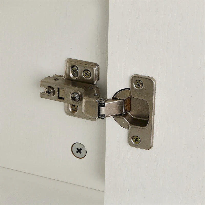 Meuble de rangement pour toilettes avec portes coulissantes et étagères ouvertes