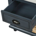 Banc de rangement avec 3 tiroirs et 3 paniers en osier