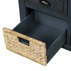 Banc de rangement avec 3 tiroirs et 3 paniers en osier