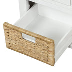 Banc de rangement avec 3 tiroirs et 3 paniers en osier