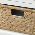 Banc de rangement avec 3 tiroirs et 3 paniers en osier