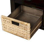 Banc de rangement avec 3 tiroirs et 3 paniers en osier