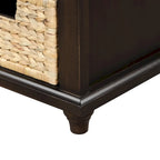 Banc de rangement avec 3 tiroirs et 3 paniers en osier