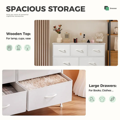 Commode en tissu à 7 tiroirs avec cadre en métal